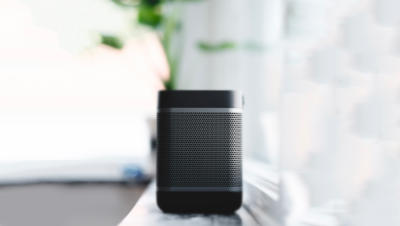 Speaker on window sill